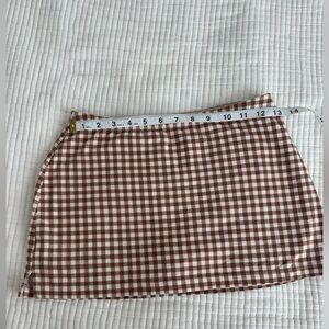 Out From Under Stretch Brown Gingham Mini Skirt Small Shorts Summer UO Girls